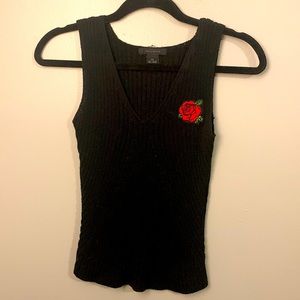 Patched Rose Sweater Tank Top
